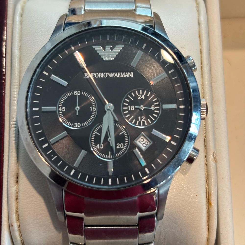 Men’s Emporio Armani AR-2434 Chronograph Watch – Stainless Steel Black Dial